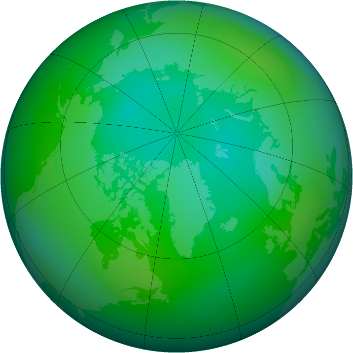 Arctic ozone map for August 2006